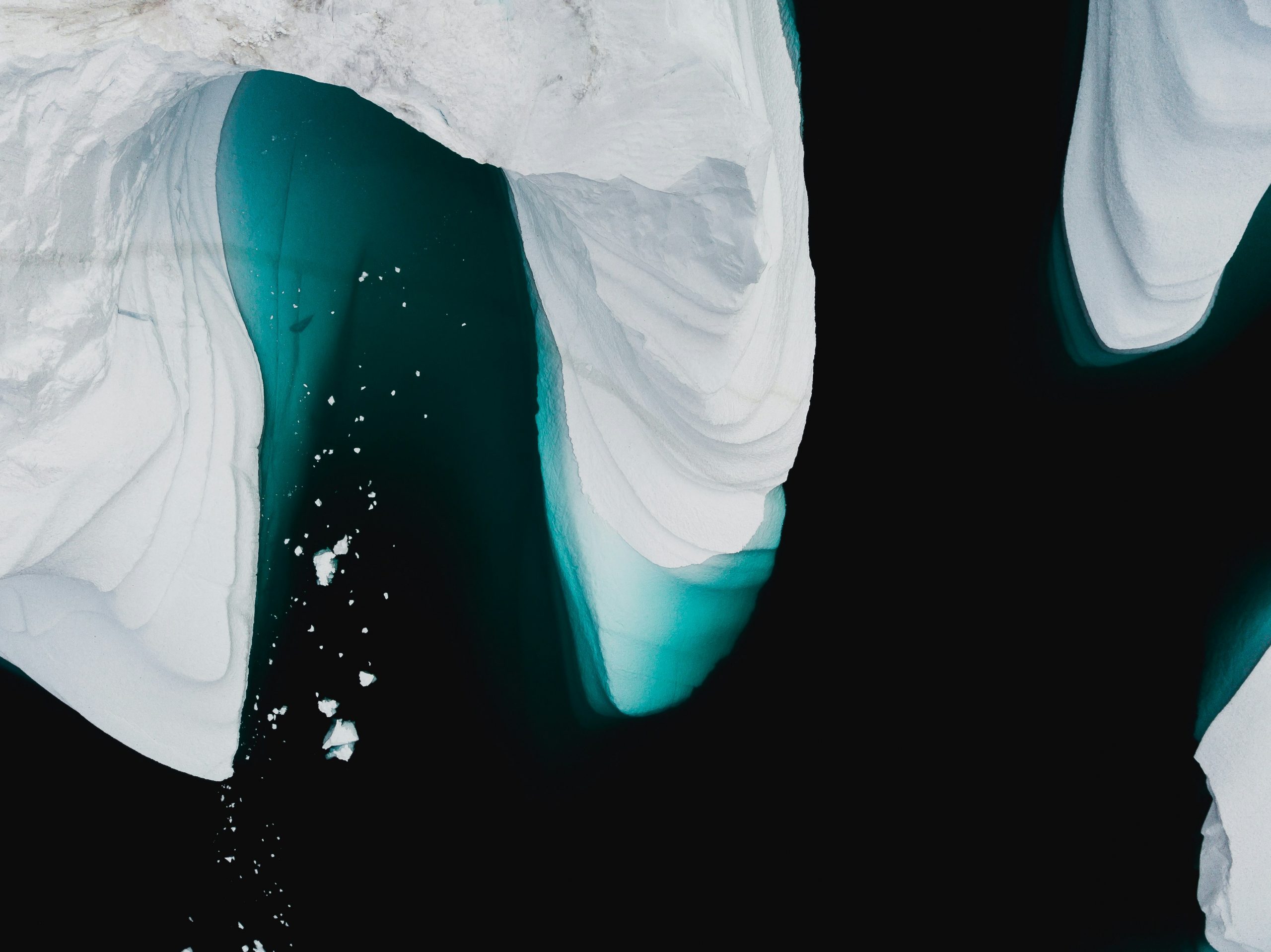 Aerial (drone) view of Arctic Icebergs