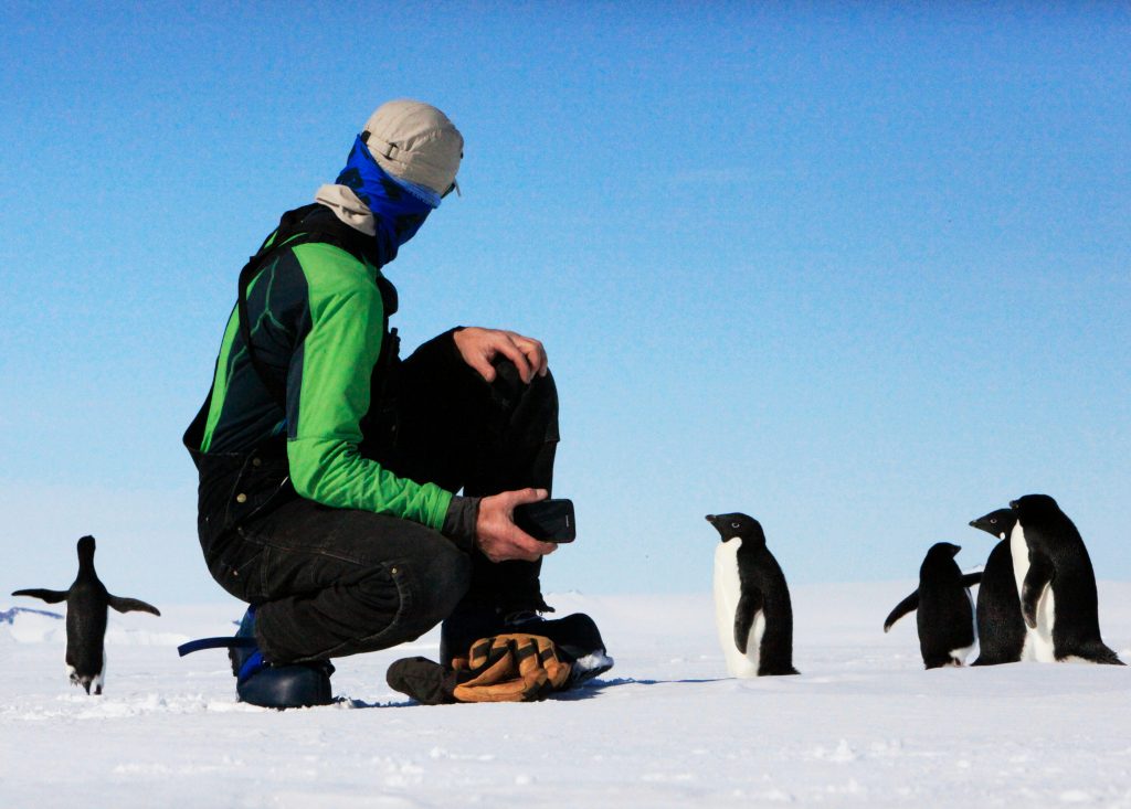The perspective of the Adélie penguin up against a human in McMurdo Sound, Antarctica