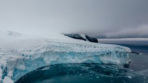 Aerial photograph of Ocean and Iceberg in Antarctica